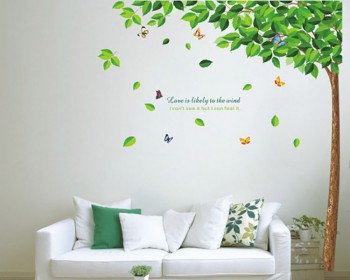 Large Tall Tree Green Leaves Wall Decal Vinyl Tree Art Stickers